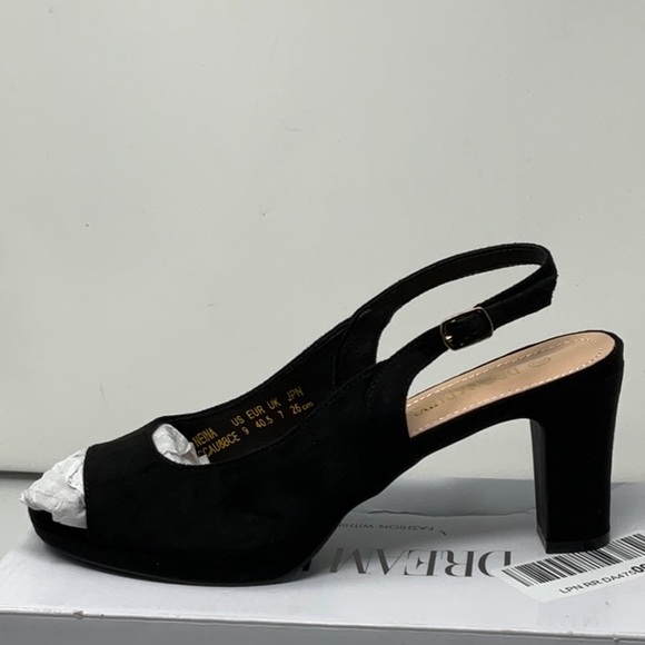 NIB women’s Dream Pairs peep toe black suede heeled shoes, size 9 - Picture 4 of 10